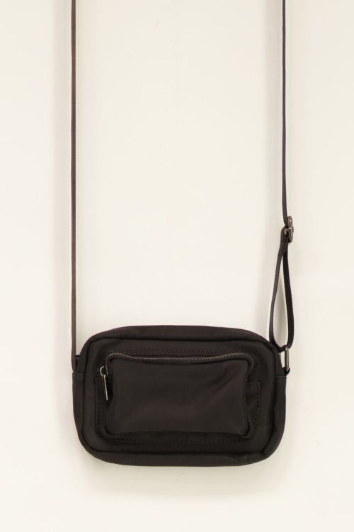 Zwarte crossbody tas met voorvak