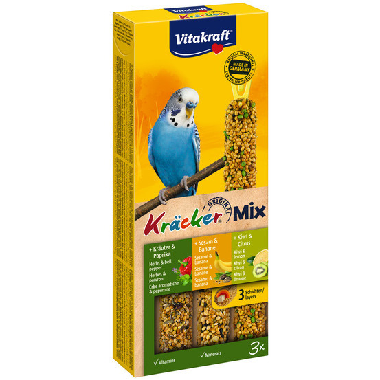 Friandise Kräcker à l'ananas, banane, kiwi pour perruches x3 - 92 g