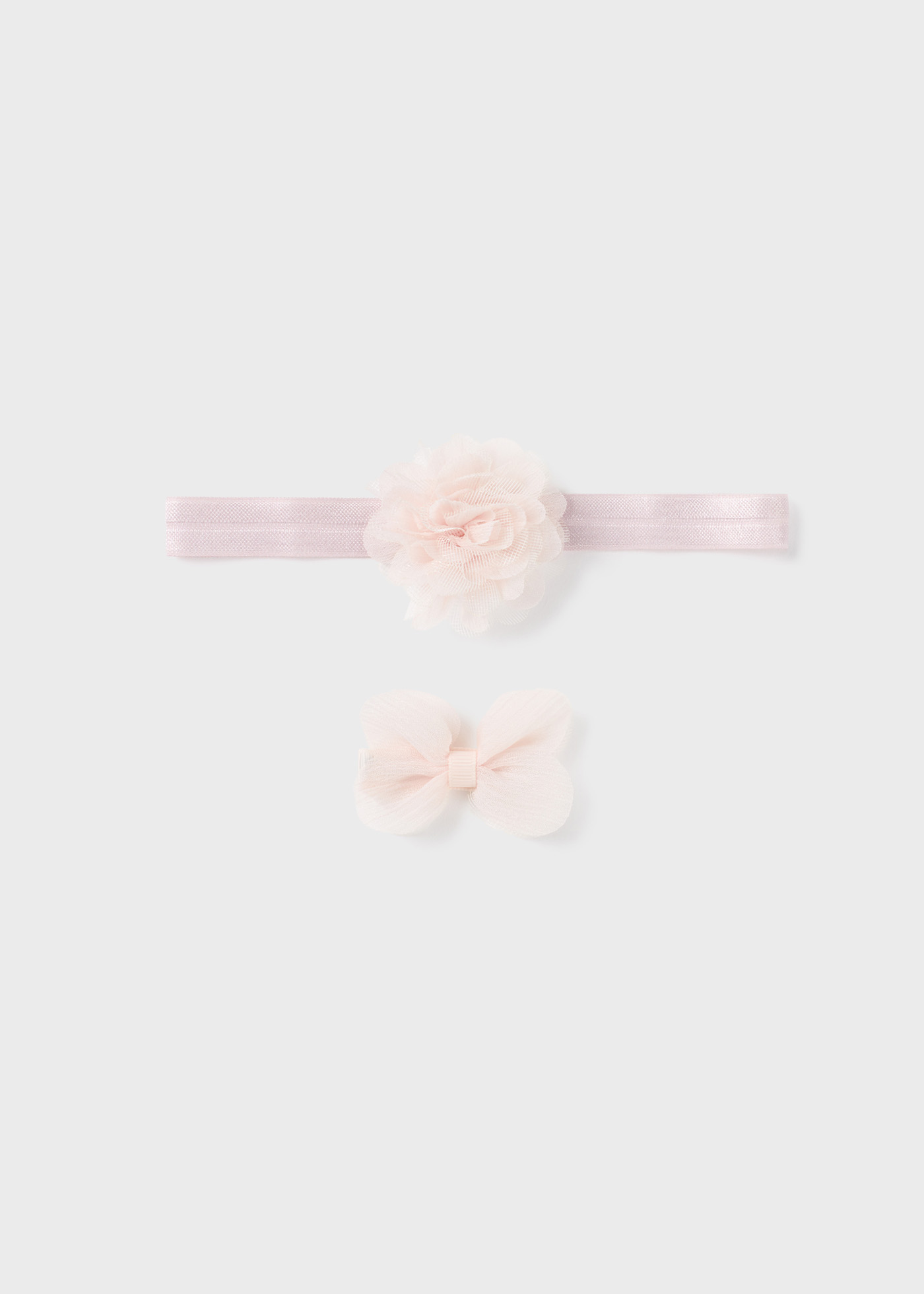 Conjunto de faixa de cabelo e presilha para recém-nascido, branco