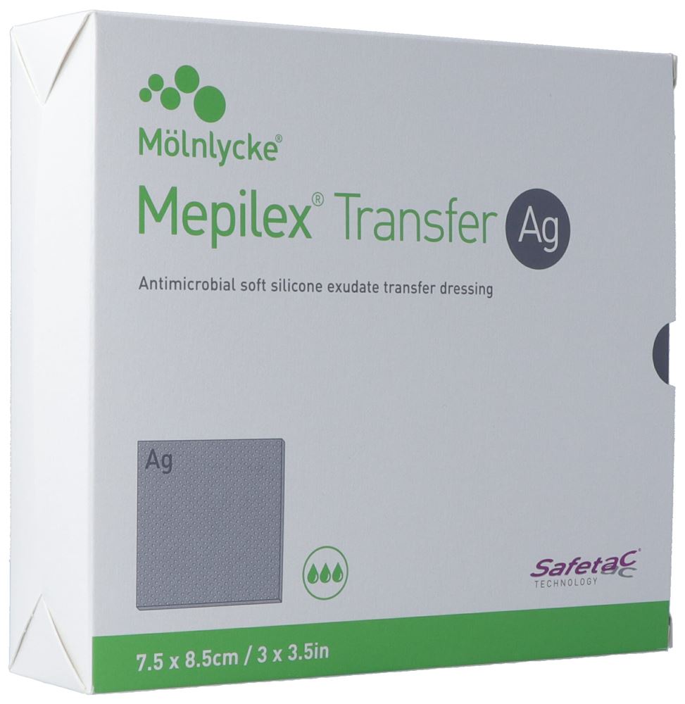 MEPILEX Transfer Ag Drainageverband 7.5x8.5cm 10 Stk