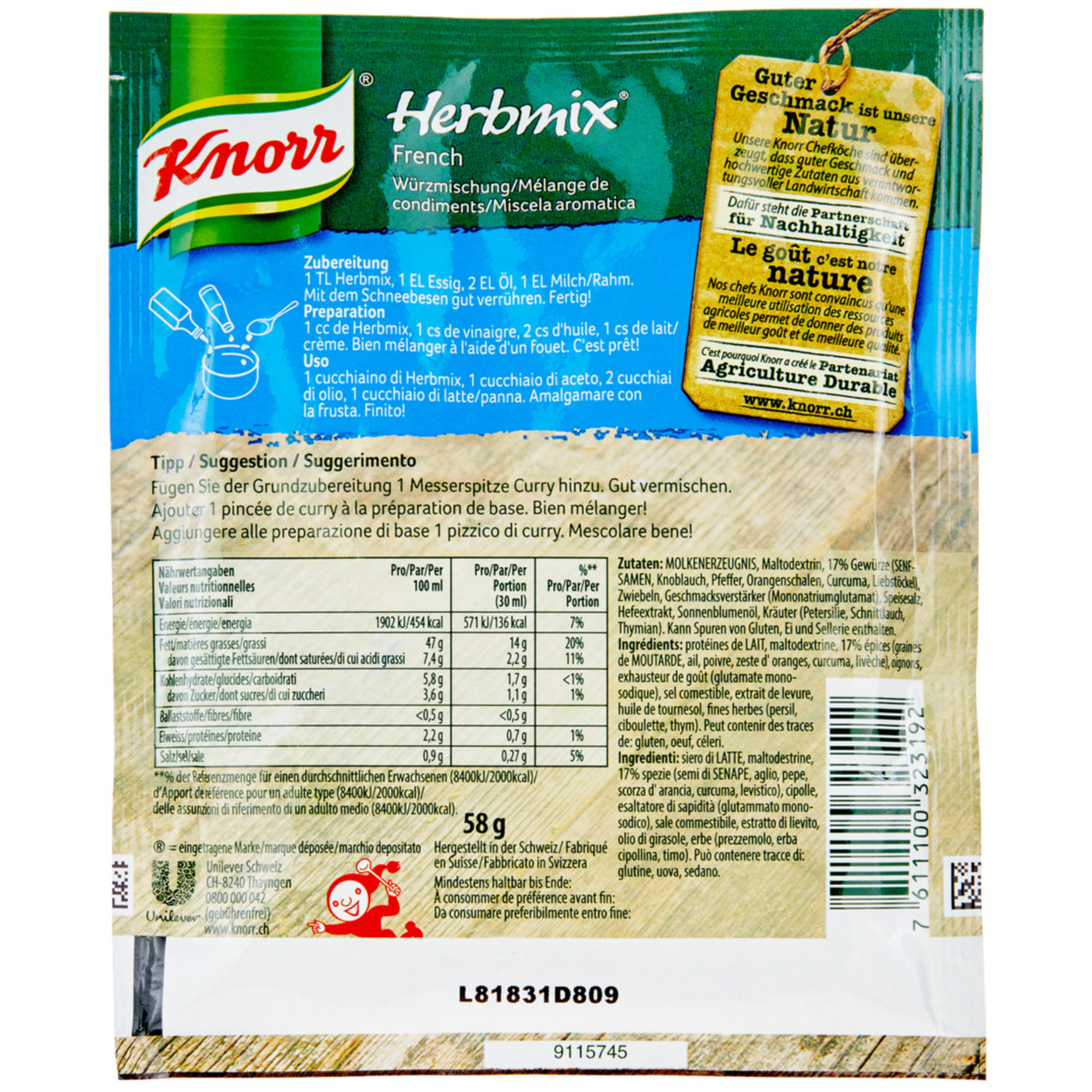 Knorr Herbmix Gewürzmischung French