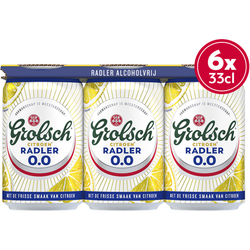 Grolsch Radler citroen alcoholvrij 0.0% 6-pack