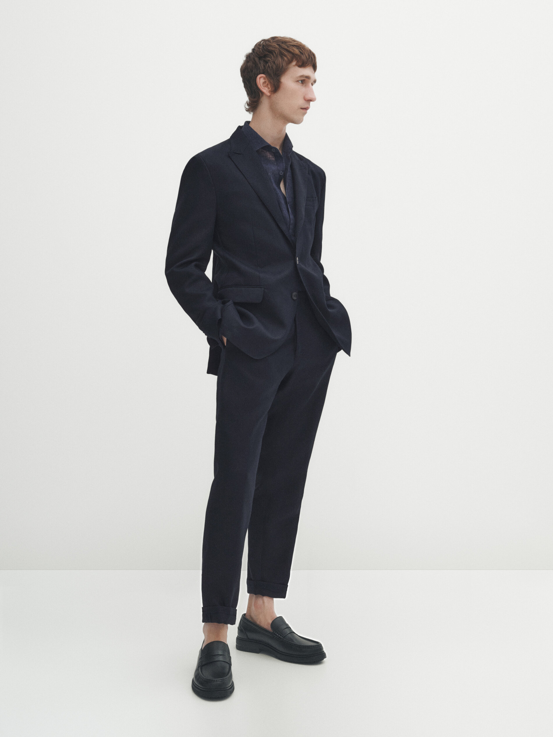Americana traje azul marinho 100% lino - AZUL MARINO