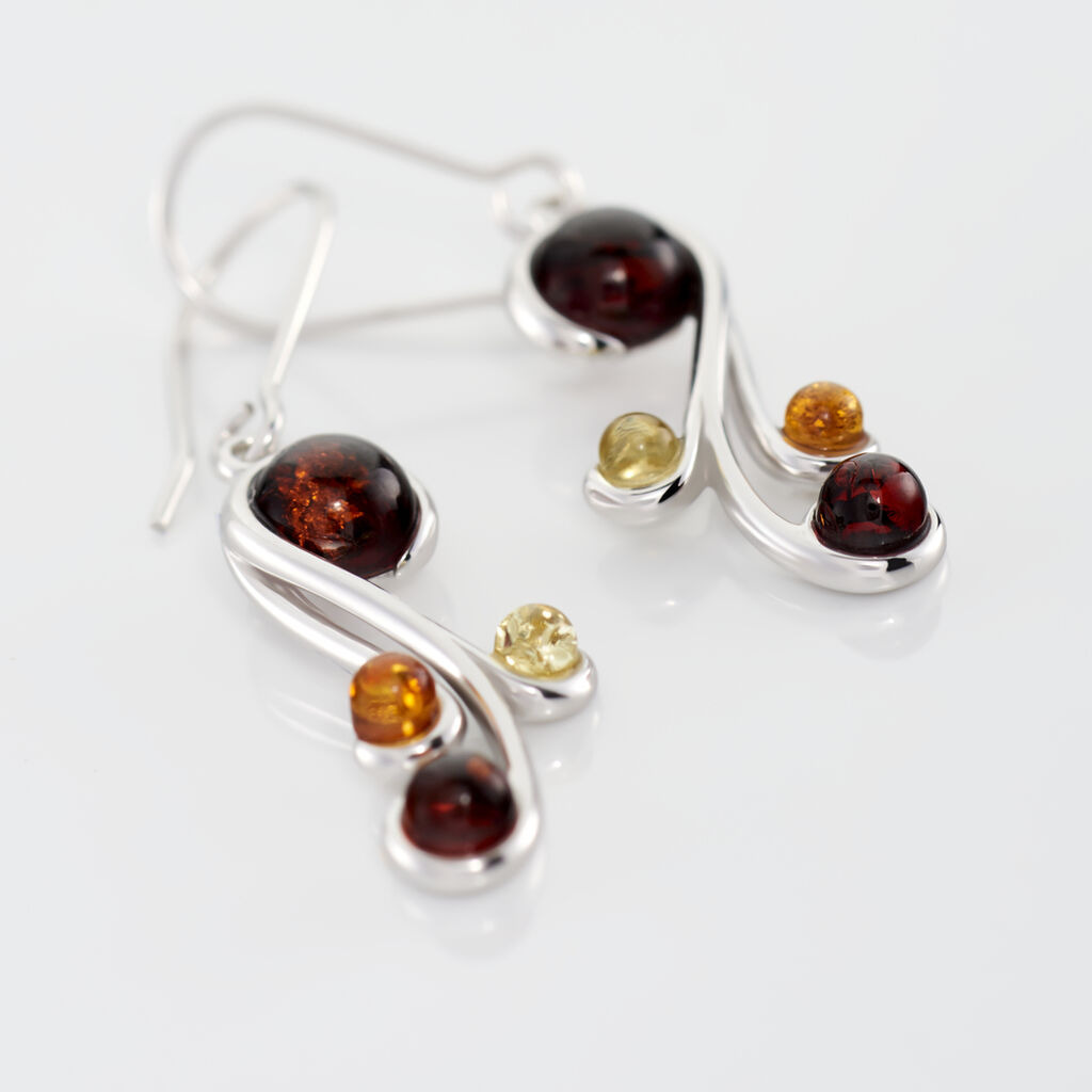 Boucles D'oreilles Pendantes Alexa Argent Blanc Ambre