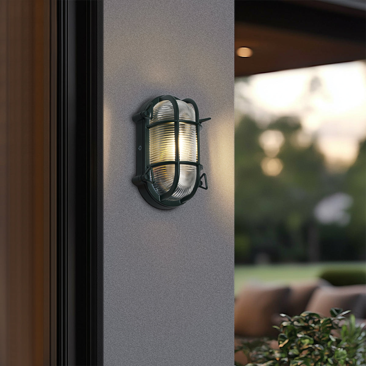 QAZQA Buiten wand- en plafondlamp donker groen ovaal IP44 - Noutica