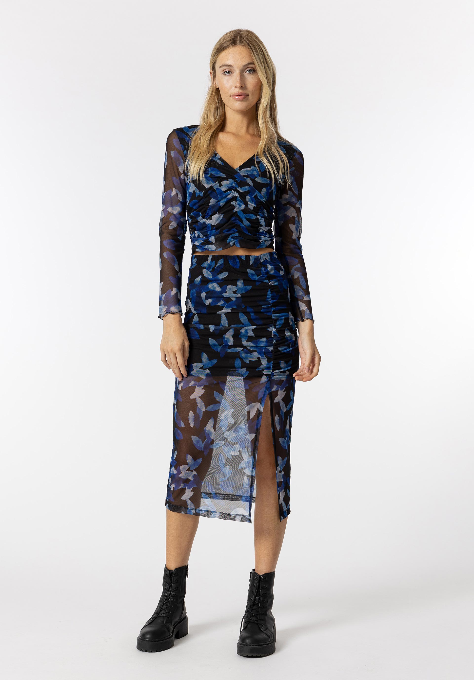 Saia Midi Mesh Estampada