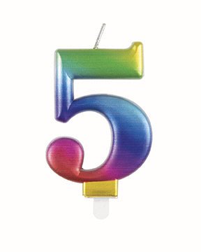 5 Jaar Kaars Regenboog 9,5cm