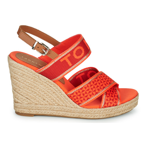 Tommy Hilfiger - TOMMY WEBBING HIGH WEDGE SANDAL - Orange