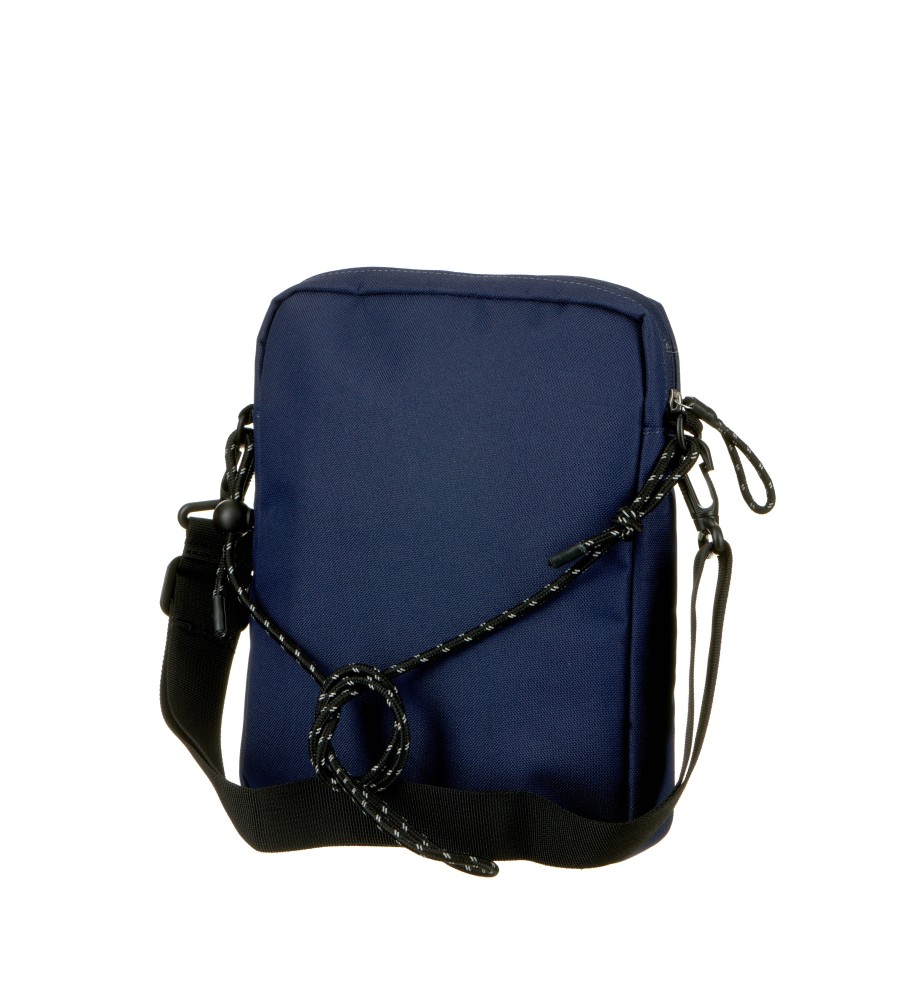 Bolsa transversal Levi's com alça dupla, modelo norte-sul, azul marinho.