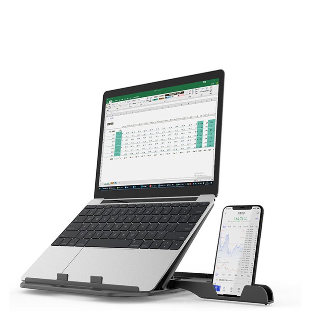 360° Drehbarer MacBook / Laptop Kühler Ständer Halterung mit Lüftungsschlitzen   Handy Halterung (bis 20kg) - Schwarz
