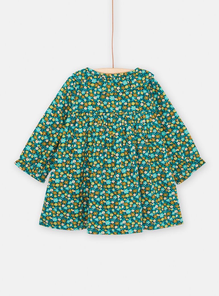 Robe bleu pétrole à imprimé fleuri pour bébé fille