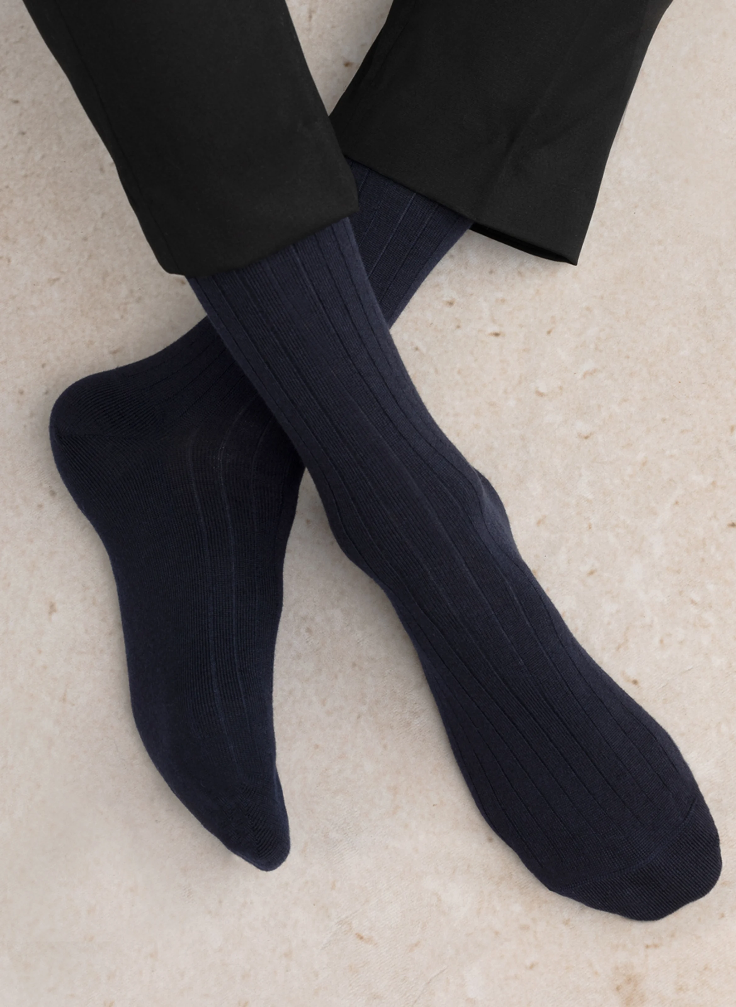 Chaussettes hautes en laine mélangée | Bleu