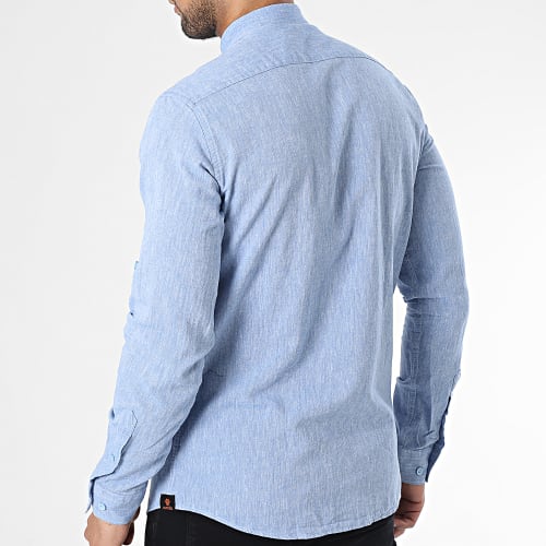 Chemise Manches Longues Bleu Chiné