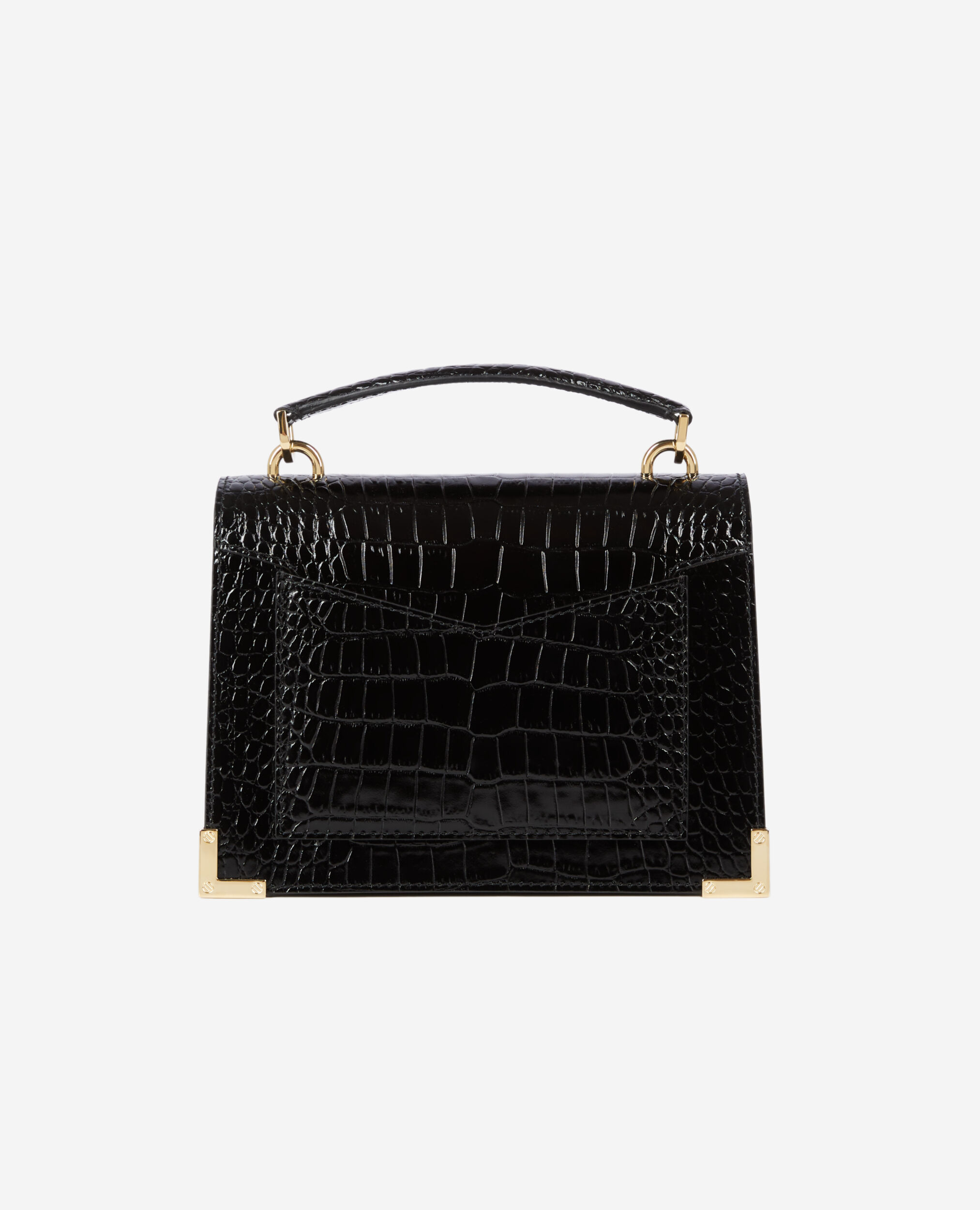 Sac Emily small effet crocodile en cuir noir