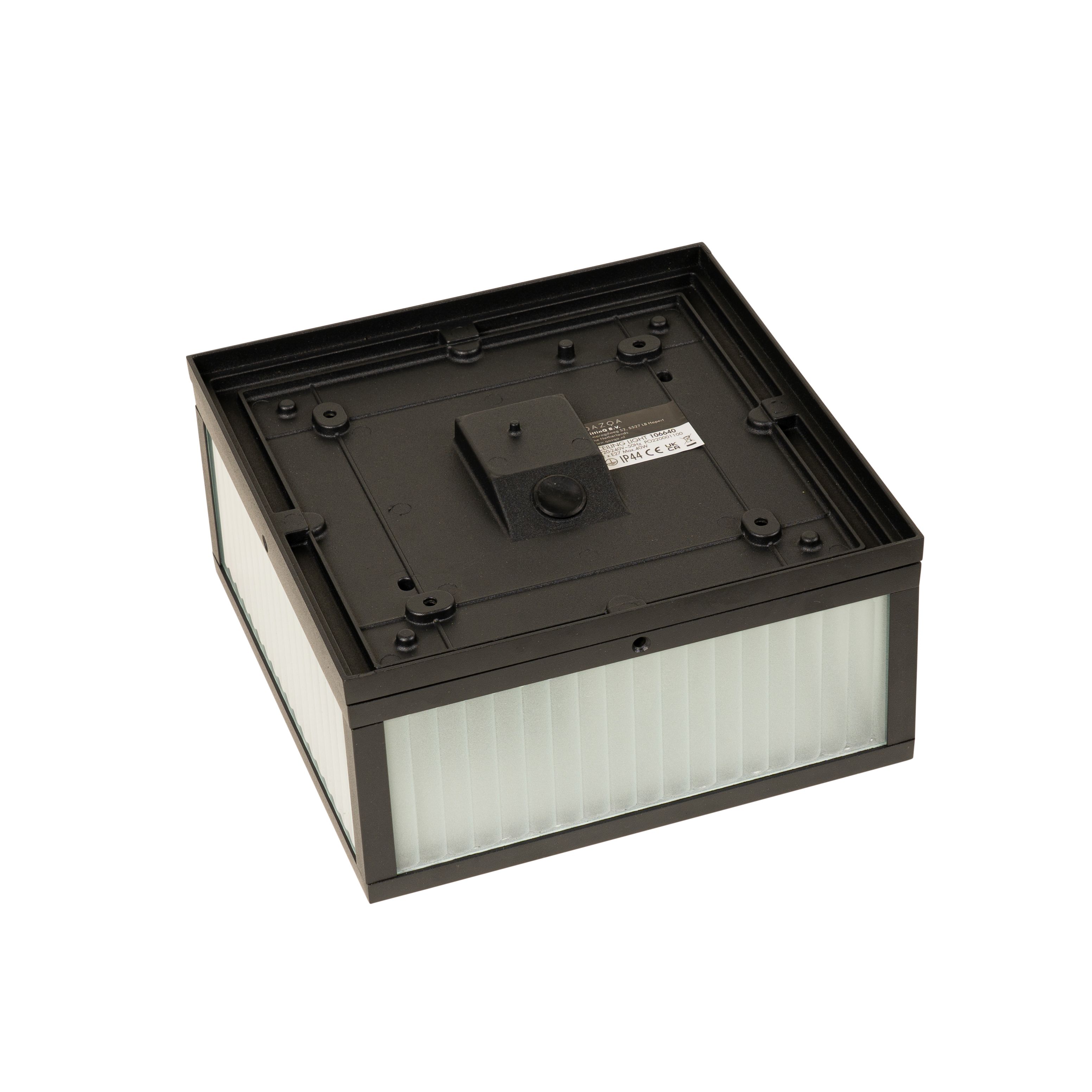 Buiten plafondlamp zwart met ribbel glas 2-lichts IP44 - Charlois