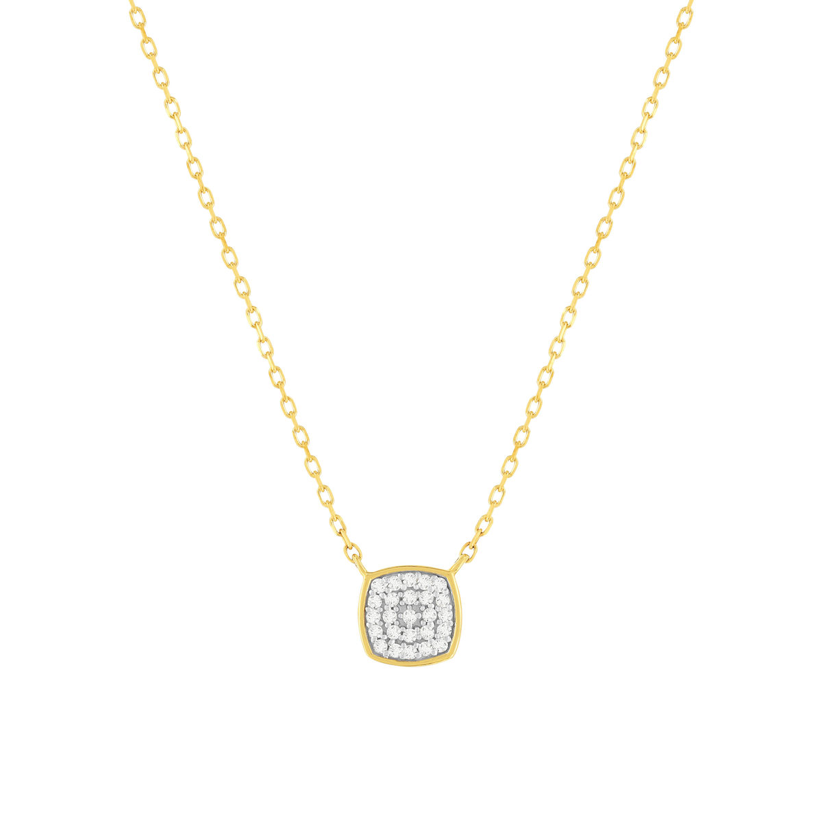Collier or 375 2 tons diamants 42 cm motif carré