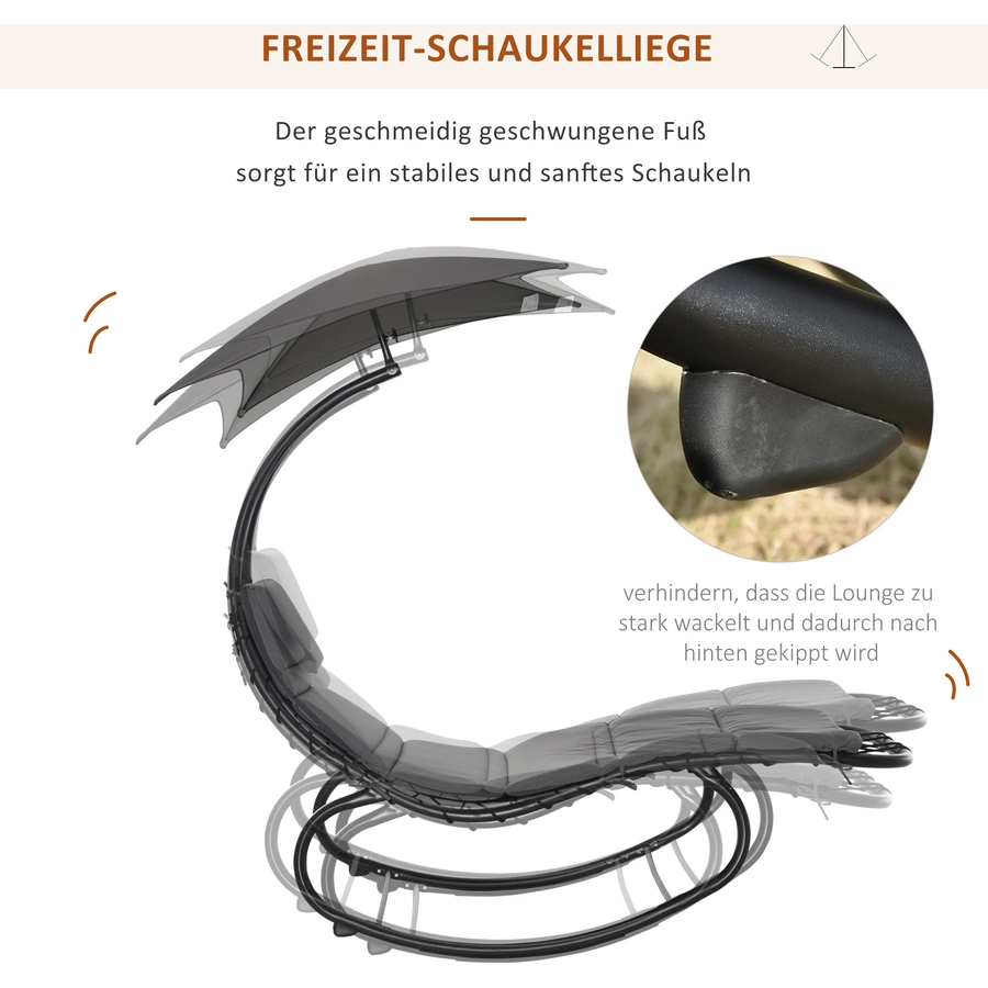 Outsunny Schaukelliege mit Sonnendach dunkelgrau