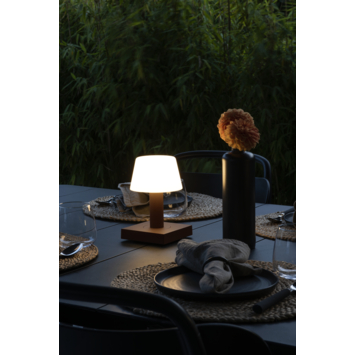 Konstsmide tafellamp Monaco draadloos USB wit-roestbruin