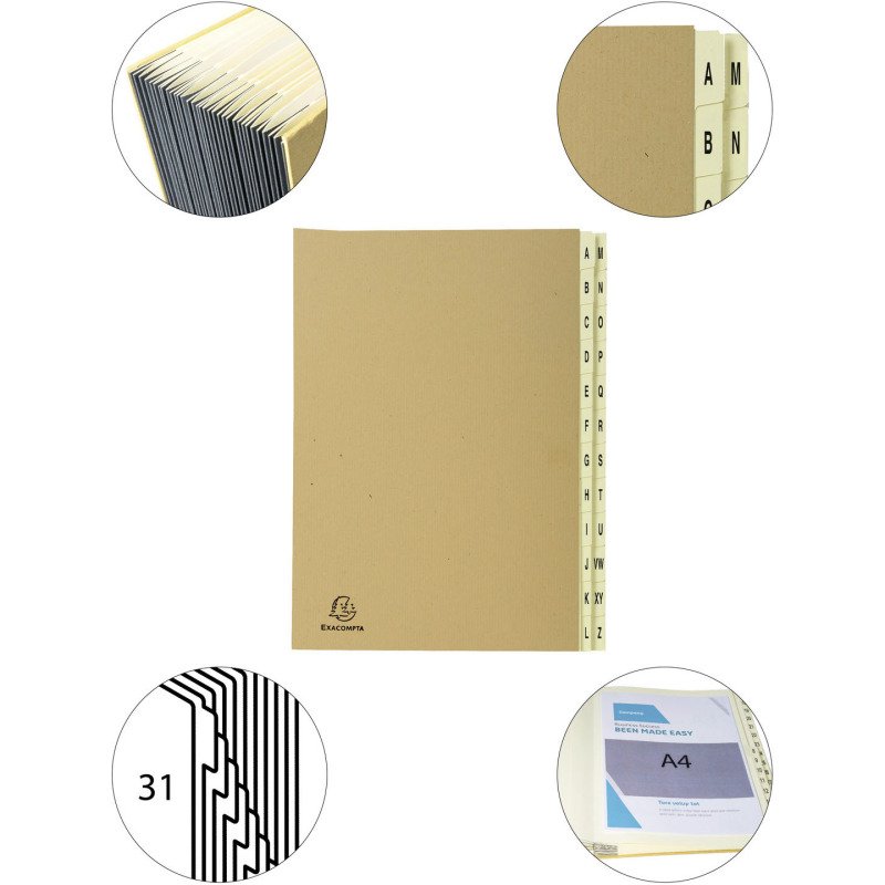 Trieur carte Exacompta Forever alphabétique 24 divisions brun