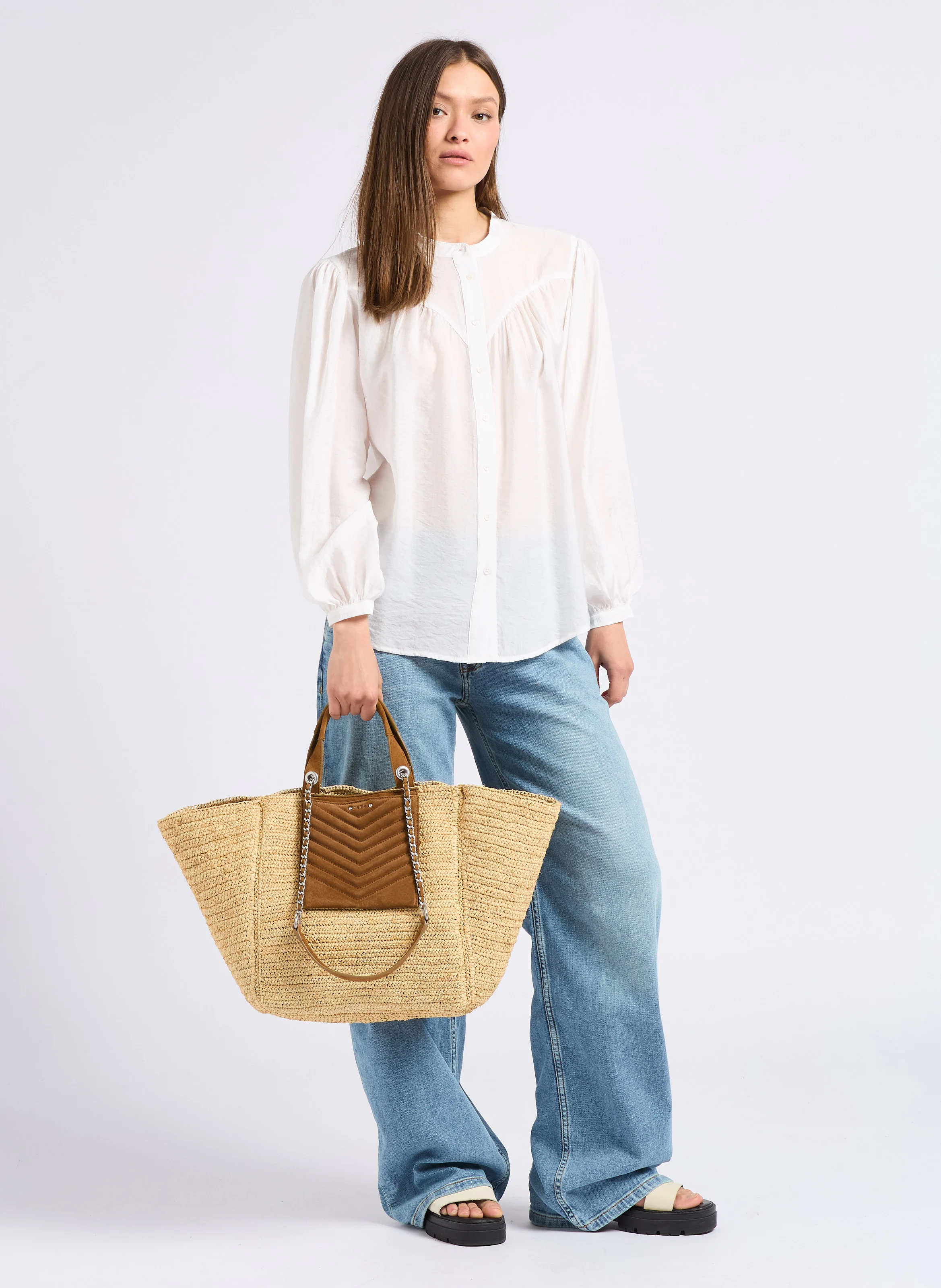 Sac cabas en raphia | Blanc