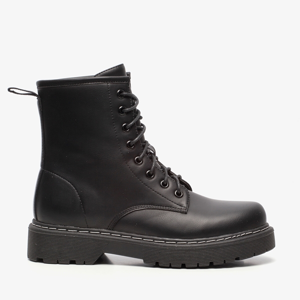 Blue Box dames veterboots met stiksels zwart