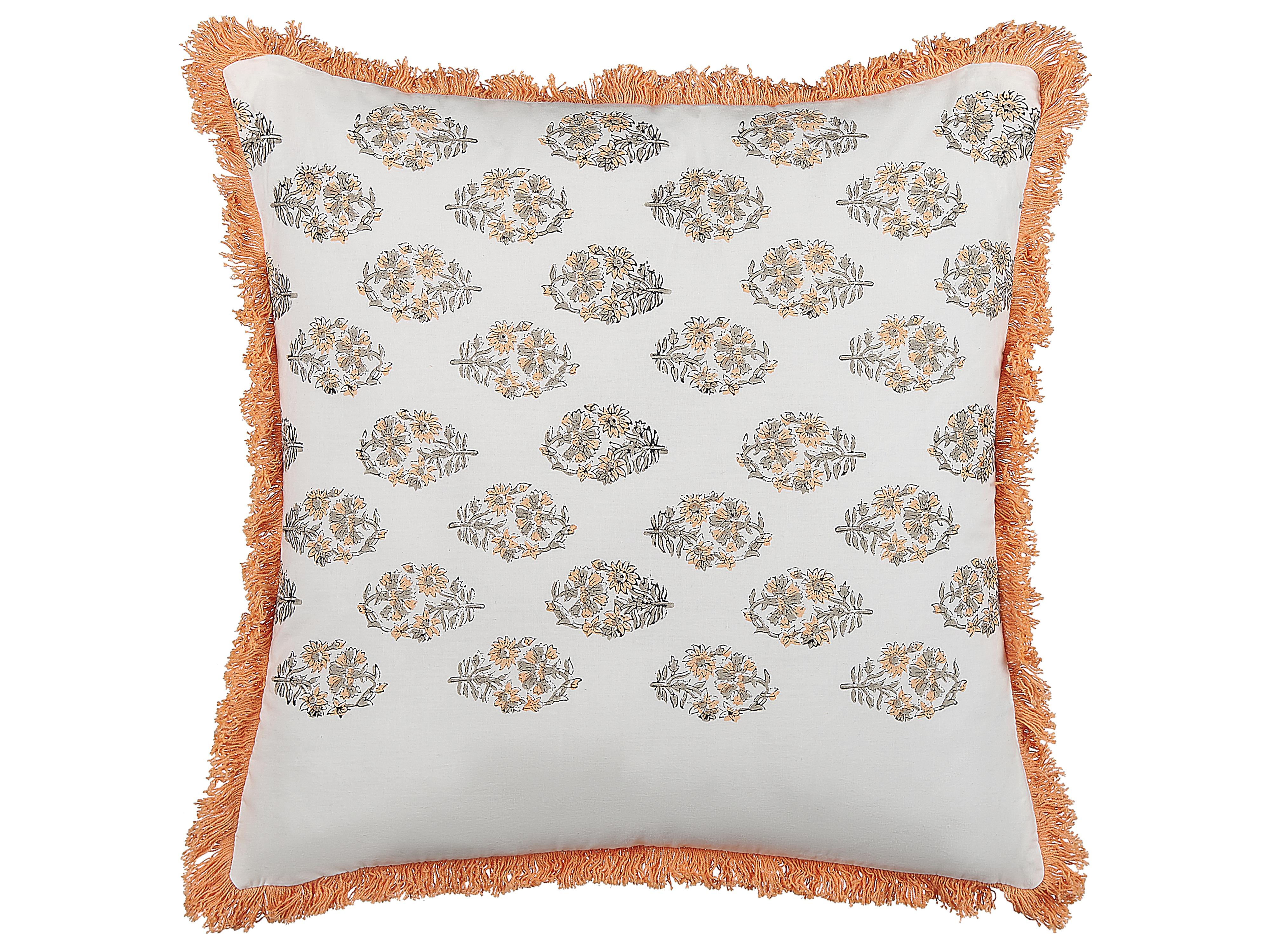 Sierkussen SATIVUS Katoen 45 x 45 cm Oranje bloempatroon