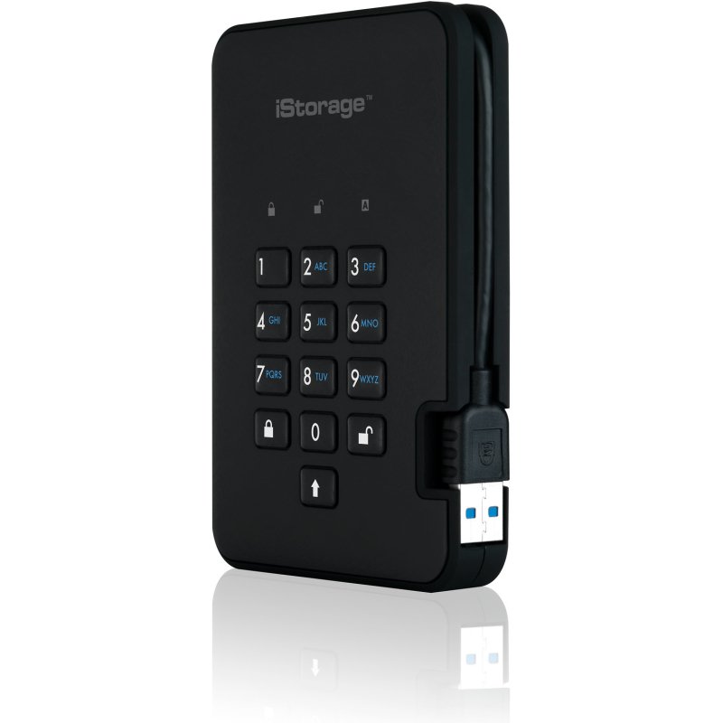iStorage diskAshur2 256-bit 5TB USB 3.2 secure encrypted hard drive - Black IS-DA2-256-5000-B