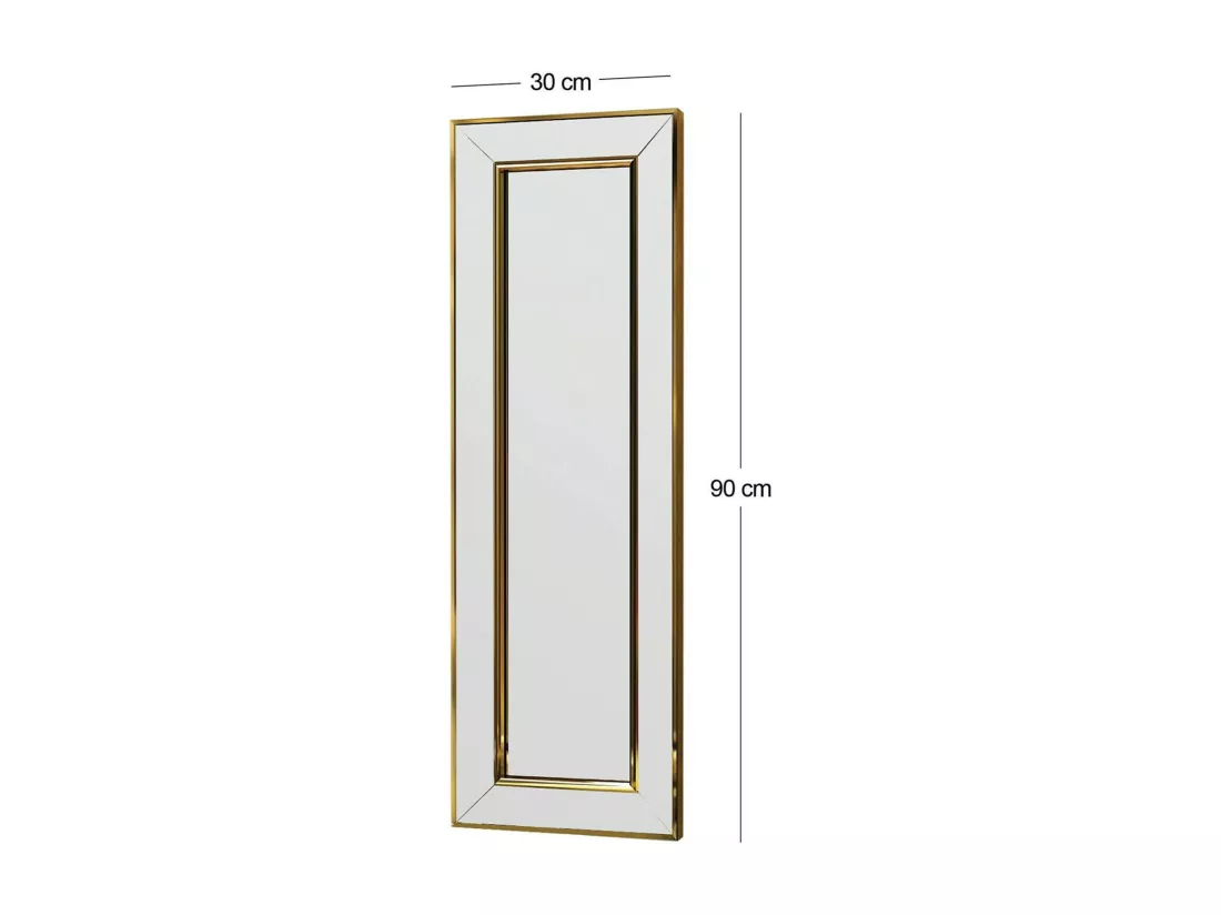 Miroir Musca, Verre miroité, Objet d'ameublement mural, Décoration avec miroir, 30x3h90 cm, Or