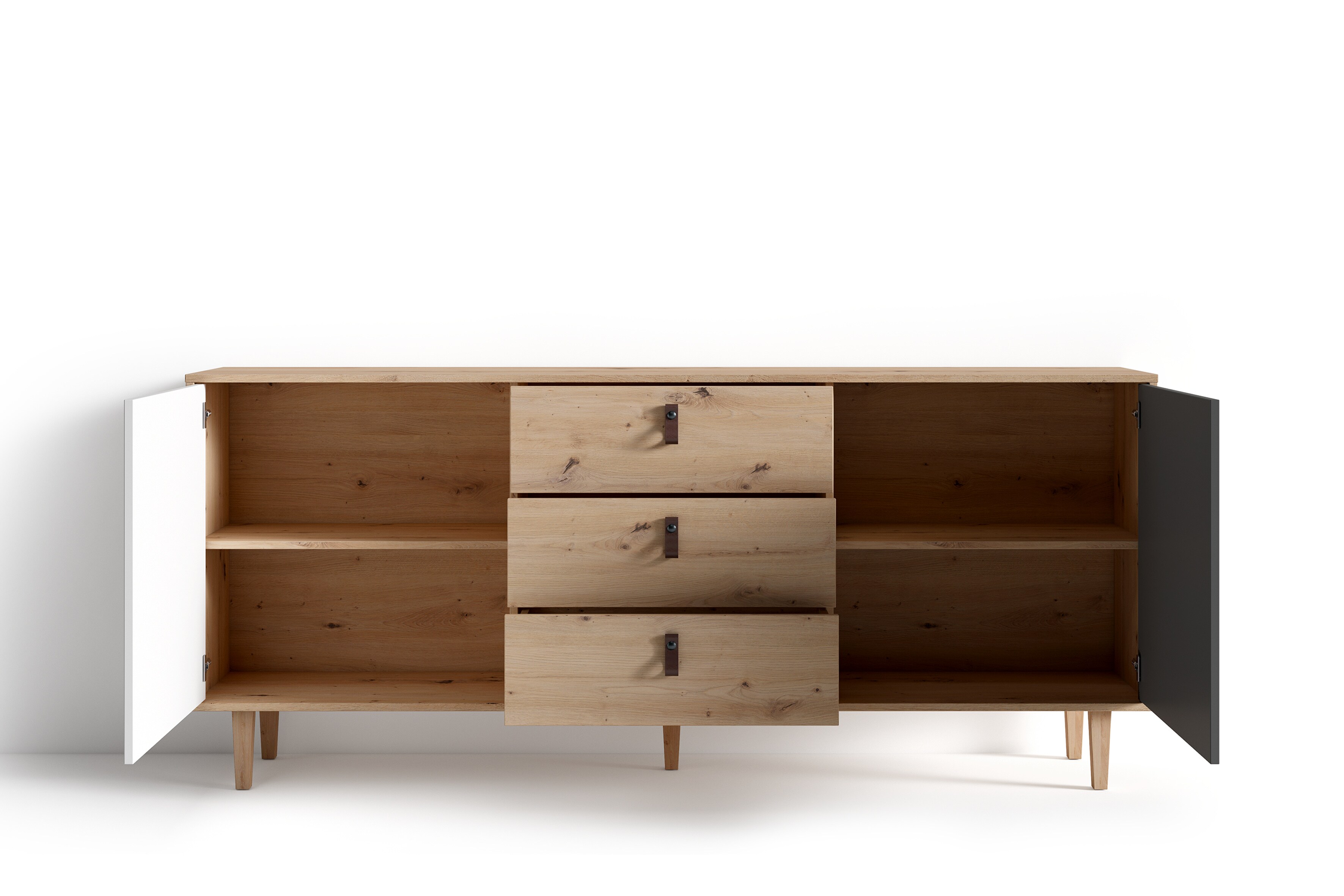 byLIVING Sideboard BILL, Breite 180 cm, Artisan Eiche (Eiche-Optik)/anthrazit