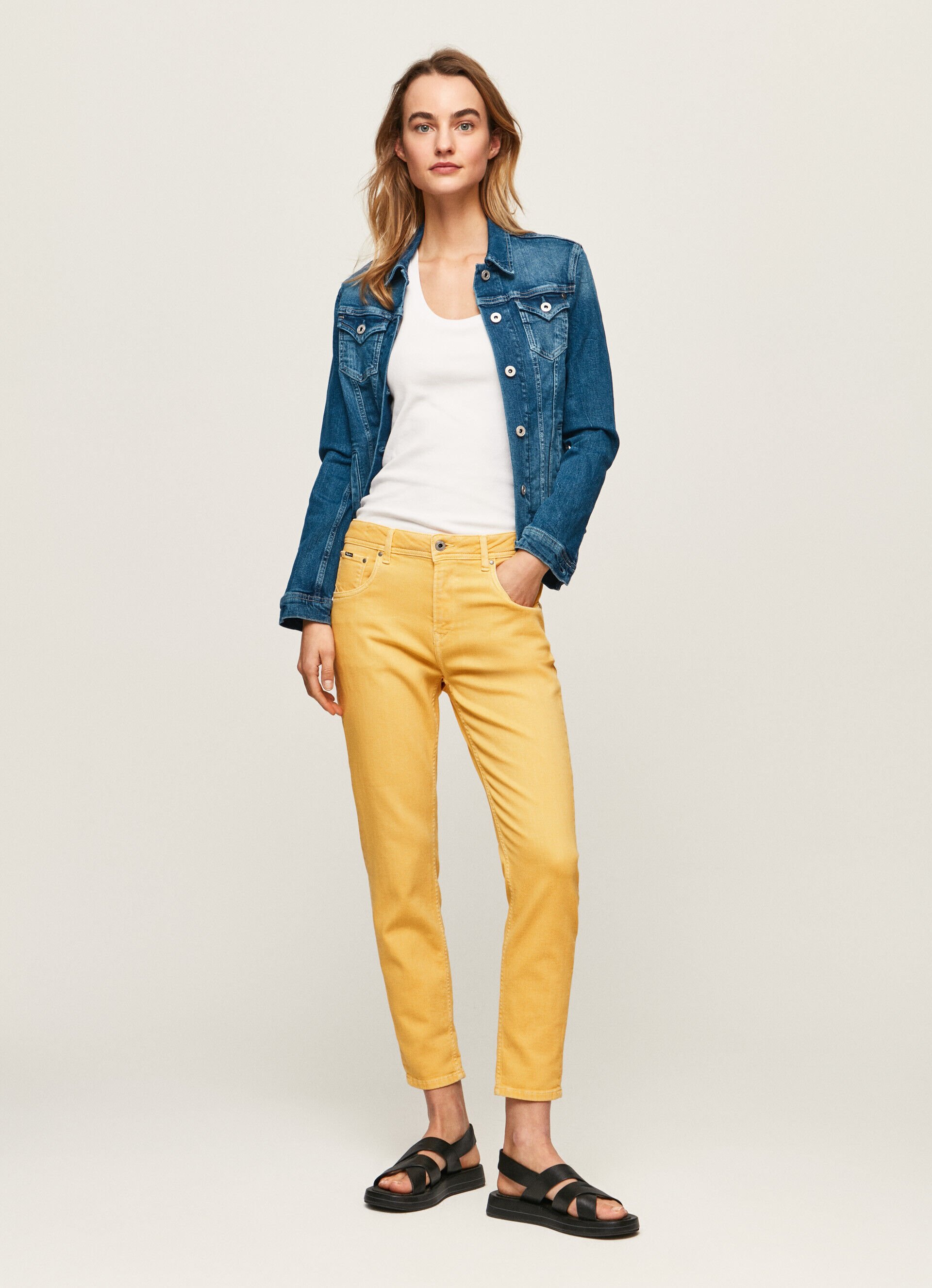 Calça de corte relaxado com 5 bolsos - brilho