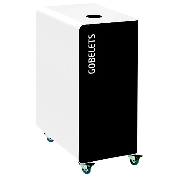 Borne de tri sélectif 90 L support-sac avec roulettes sans serrure - cubatri - tri gobelets-gris+blanc
