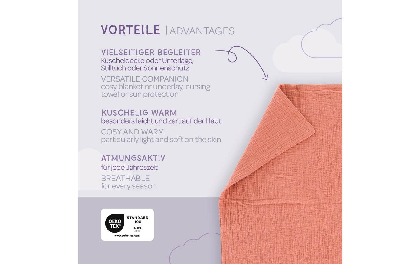 Kuscheldecke aprikose 75 x 100 cmKuschelweiche Babydecke, luftig und leicht