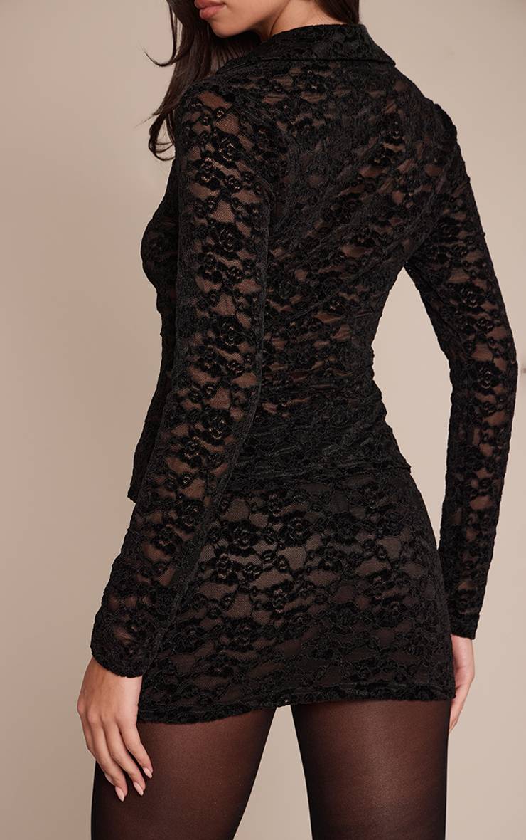 Noir Ensemble Coordonné Jupe En Velours Dentelle
