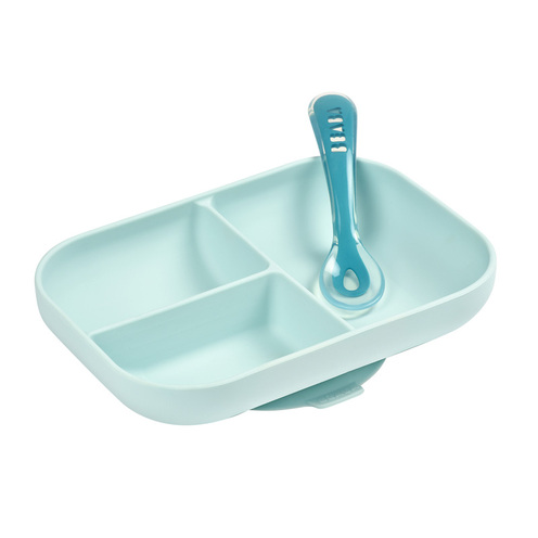 Set repas silicone compartimenté Blue - BEABA