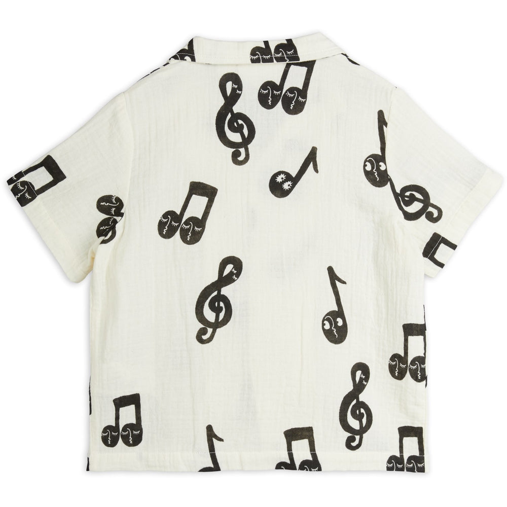 Køb Mini Rodini White Note AOP Muslin Skjorte