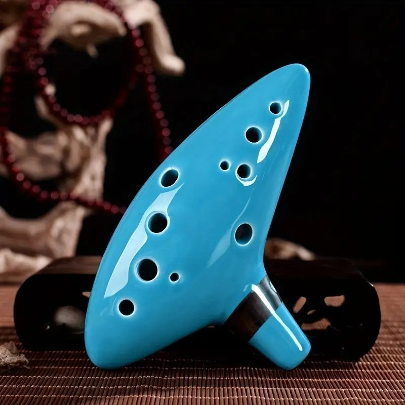 Keramik Okarina Flöte Musik Instrument 12 Loch Gefässflöte - Blau