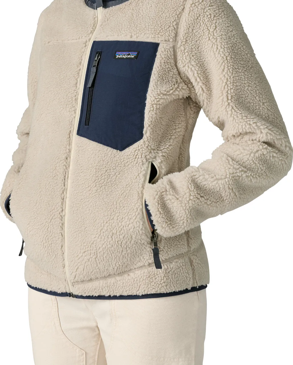 Patagonia W's Classic Retro-X Jkt Natural W/new Navy
