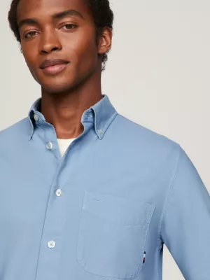 Camisa Oxford de corte regular com tingimento natural