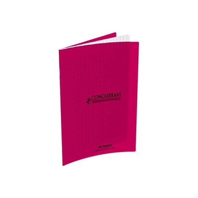 Conquérant Classique - Cahier polypro 17 x 22 cm - 96 pages - grands carreaux (Seyes) - rose