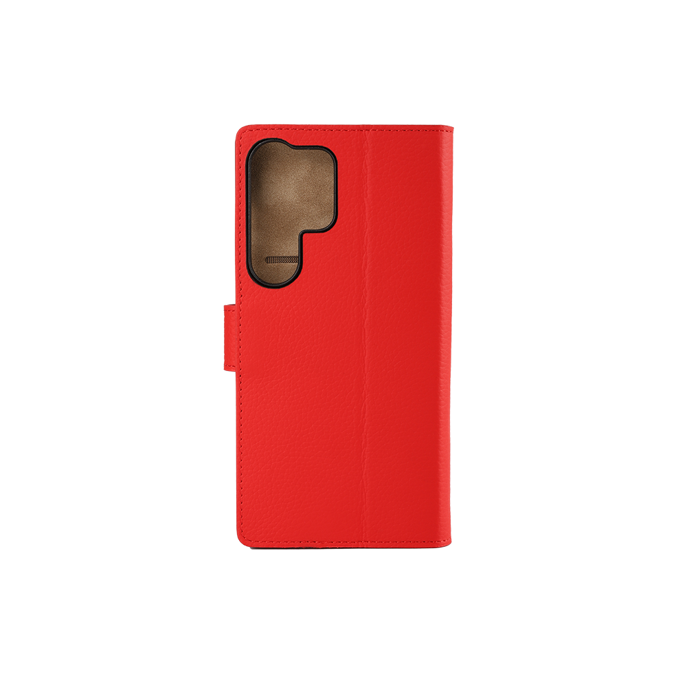 Samsung Galaxy S25 Ultra Echtleder Book Case Tasche Flip Cover Hand Made (MARCS25U-M04) - Cherry Tomato
