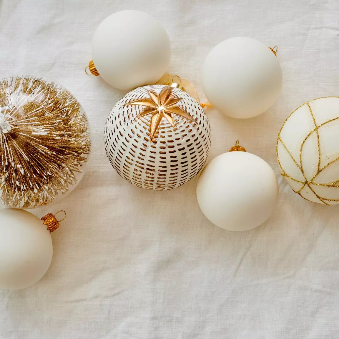 Lot de 12 boules de Noël (D80 mm) en verre Styl Blanc