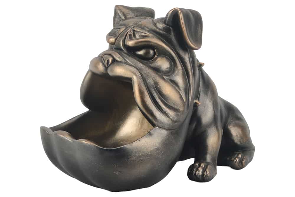 Deko-Figur BULLDOG 30cm bronze mit Ablagefach handmade