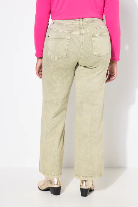 Jeans, weites Bein, Destroy-Effekte, 5-Pocket, schilfgrün