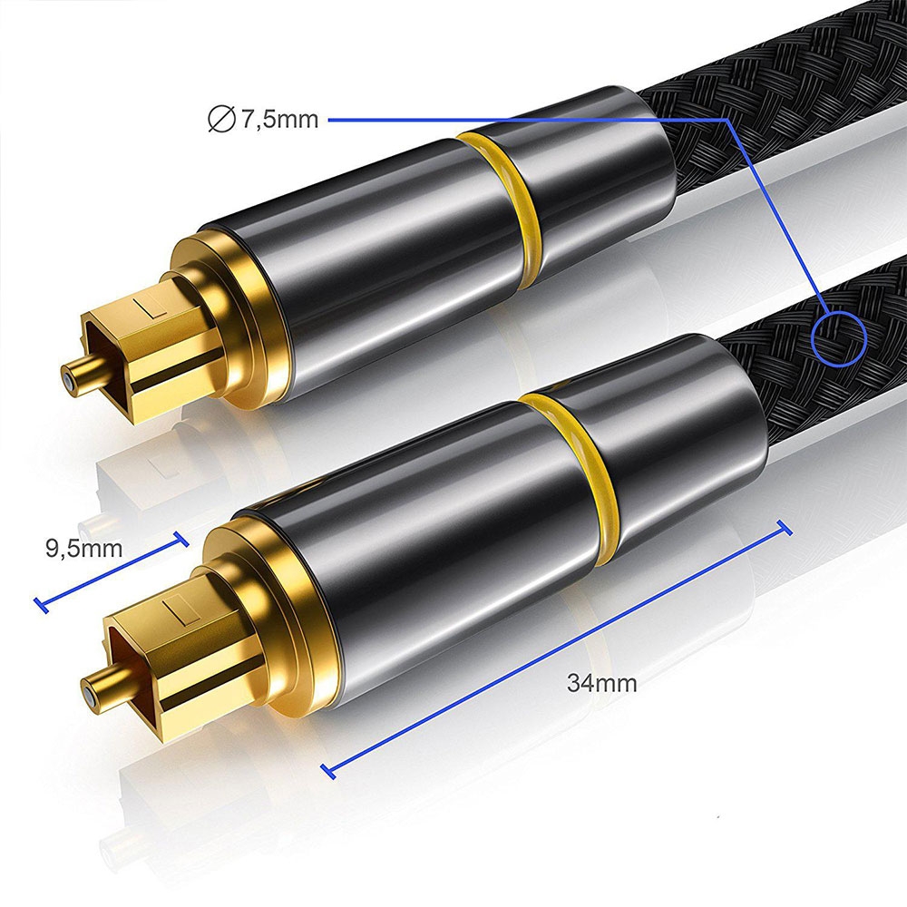 (3m) Optisches Digital Toslink Kabel SPDIF für Audiodaten - Schwarz