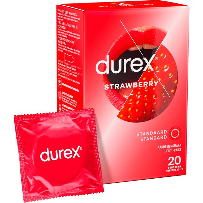 Durex Condooms Aardbeiensmaak Maxi Pack 20 Stuks