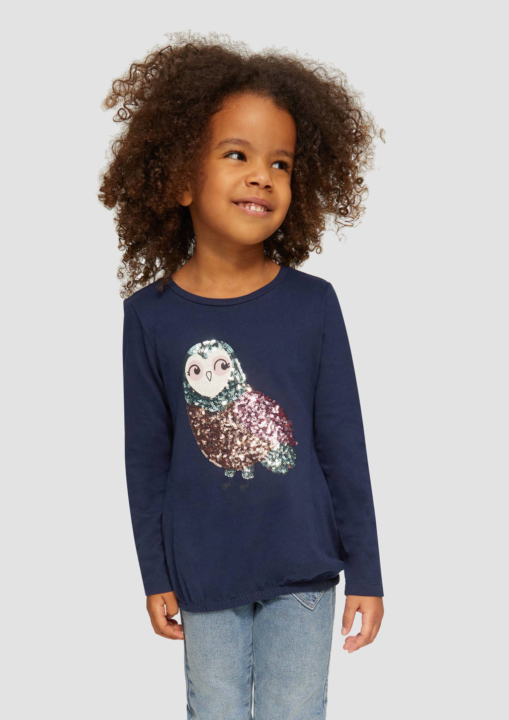 s.Oliver longsleeve met printopdruk donkerblauw