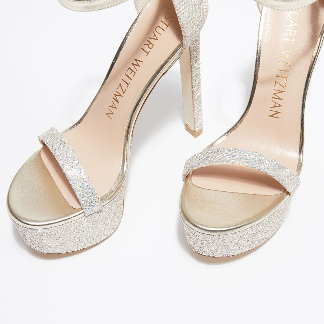Stuart Weitzman Sandales Nudist Hollywood dorées - Talon 14,5 cm