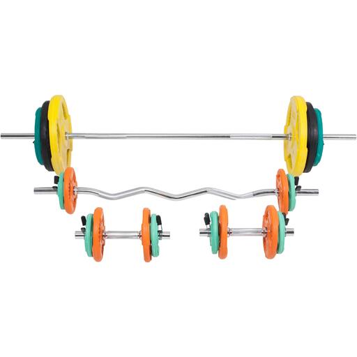 Conjunto completo de pesos de borracha com pegas e fechos em estrela, 108 kg, Gorilla Sports