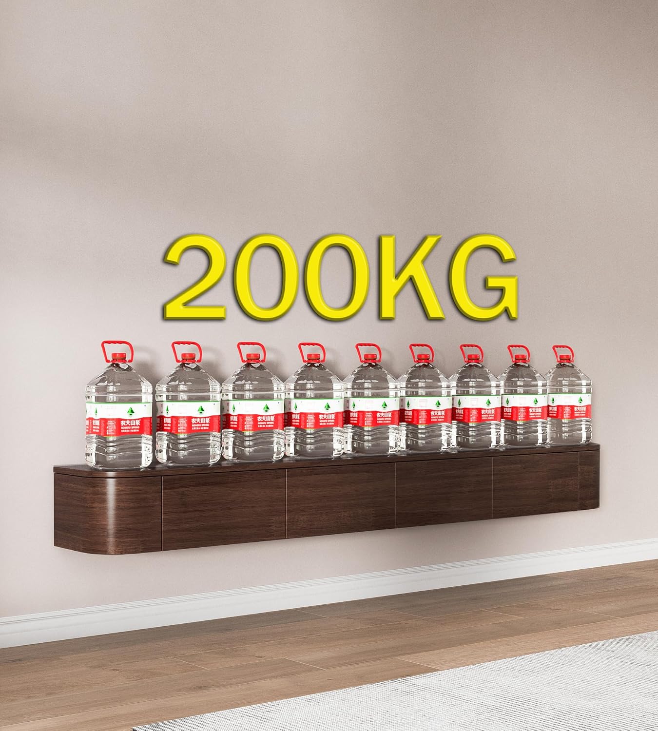 TV Lowboard,200CM TV Schrank,Lowboard Hängend, Fernsehschrank Für Das Wohnzimmer, Geeignet Für Das Wohnzimmer Und Schlafzimmer (Braun, 200CM-LED)