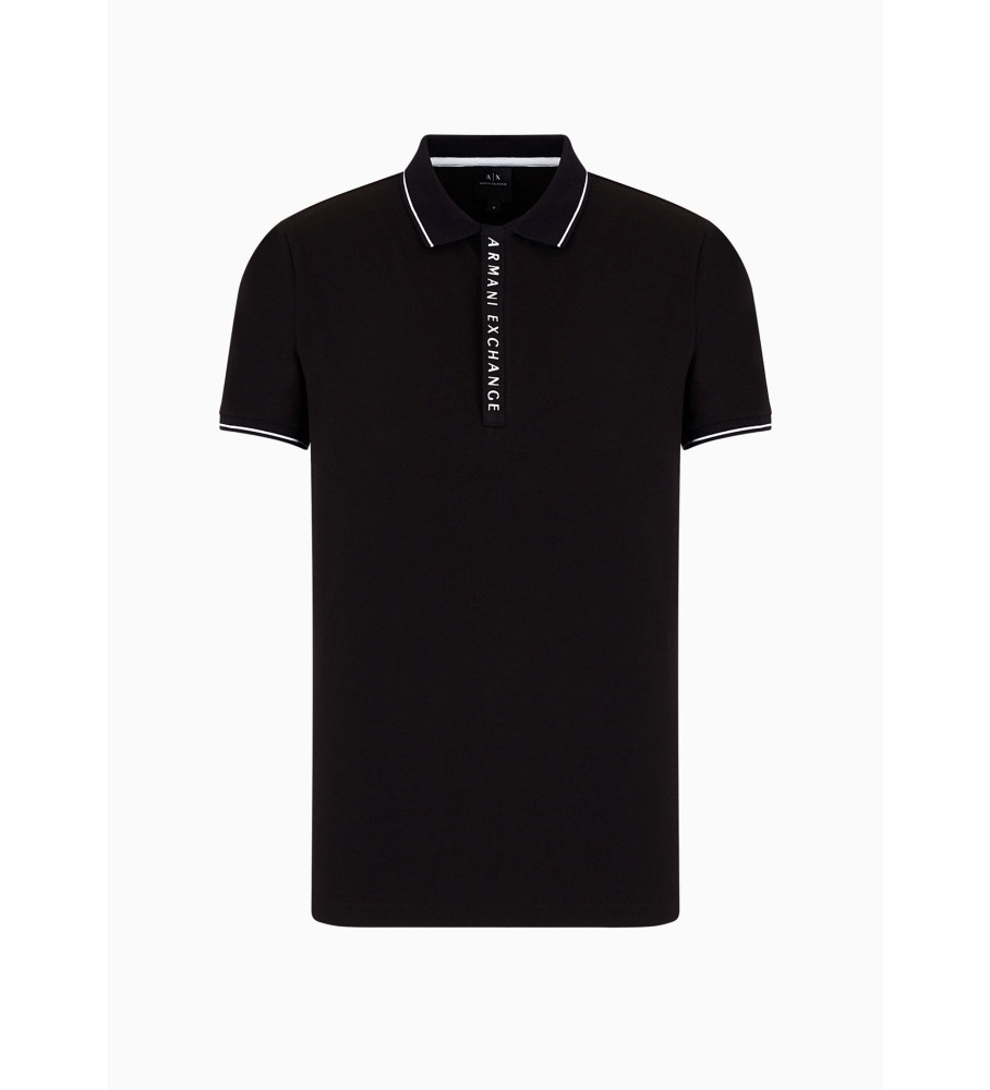 Camisa polo Armani Exchange, algodão elástico, preta